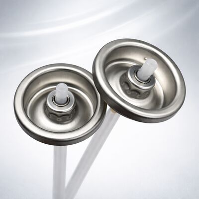 Valve aérosol pour shampooing sec de précision avec conception à réduction de résidus, débit de poudre contrôlé et fonctionnement multi-angle à 360°